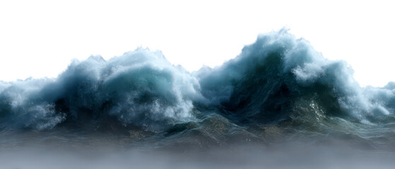 Obraz premium Coastal Storm Surge with Powerful Effects Isolate on Transparent Background, cutout, png