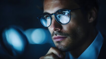 Businessman analyzing investment opportunities on laptop