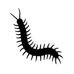 Fototapeta premium very simple flat and single minimalist Centipede Silhouettes in black on a white background