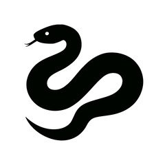 Fototapeta premium very simple flat and single minimalist Copperhead Snake Silhouettes in black on a white background