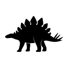 Naklejka premium very simple flat and single minimalist Stegosaurus Silhouettes in black on a white background