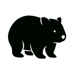 Obraz premium very simple flat and single minimalist Wombat Silhouettes in black on a white background