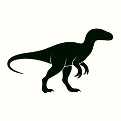 very simple flat and single minimalist Atrociraptor Silhouettes in black on a white background