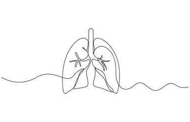Continuous one line editable stroke of human lungs