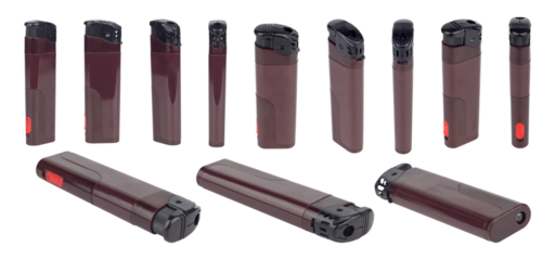 set of plastic lighter, round shape, isolated from the background	