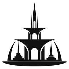 Dubai Fountain vector clean black silhouette design white background