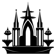 Dubai Fountain vector clean black silhouette design white background