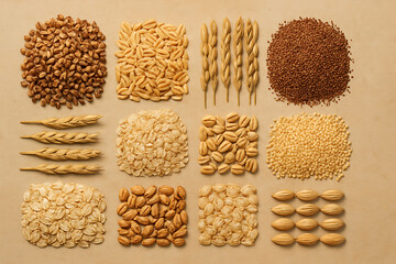 set of different kinds of cereals