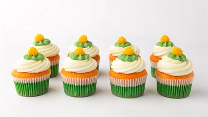 Celebrating Indian National Holidays with Festive Tricolor Cupcakes Decorated with the Colors of the Indian Flag