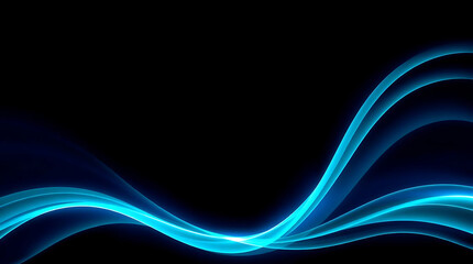 Obraz premium Abstract blue light wave on a black background, a modern and futuristic design element with smooth curves and dynamic motion for presentations and digital art