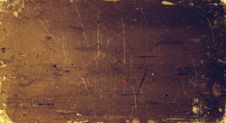 Aged film texture featuring dust, scratches, and cracks dirty grunge overlay effect for images or banners.

