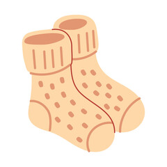 Two cartoon feet with a fuzzy sock on each. The feet are in a cartoonish style and the socks are fuzzy