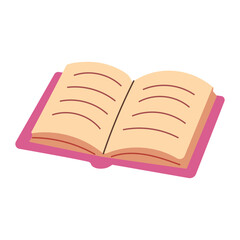 A book with a pink cover is open to a page titled 