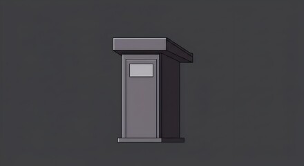 Stylized Dark Grey Podium or Lectern with Cartoon Outline and Screen Detail
