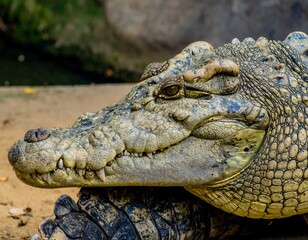 Obraz premium Close-up of a crocodile's head (1)