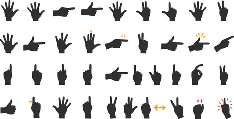 hand gestures, hand signs, hand silhouettes, hand icons, fingers, hand poses, hand movements