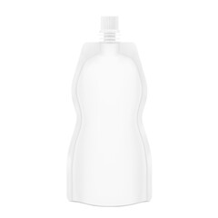 Shaped pouch bag with spout mockup.Vector illustration isolated on white background. Front view. Can be use for template your design, presentation, promo, ad. EPS10.