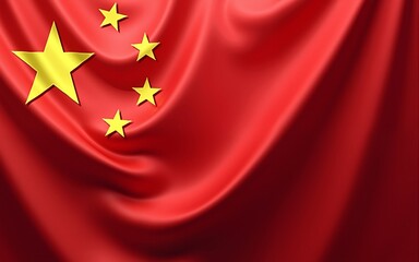 Red Flag with Golden Star on Silk Cushion. High quality