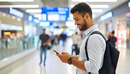 Obraz premium Snooping on Public Wi-Fi in the shopping mall