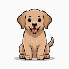 Cute Golden Retriever Puppy Cartoon Illustration