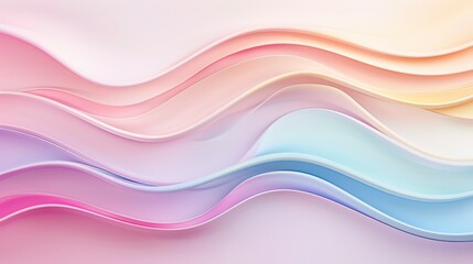 Fototapeta premium Soft Pastel Waves in Blush, Lavender, and Sky Blue Tones