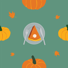 Pumpkin Pie Illustration Autumn Fall Theme Vector