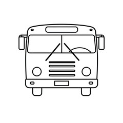 Vector illustration of front view outline of a bus isolated on white background
