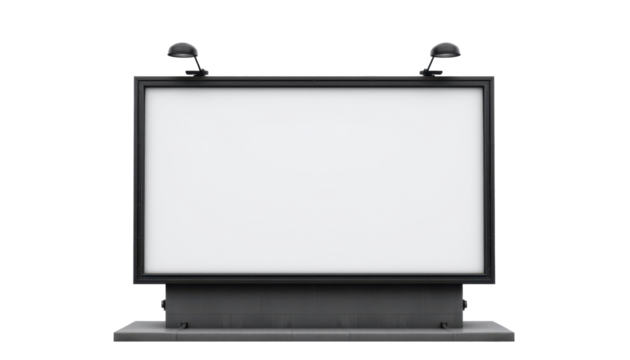 an electronic billboard screen with a blank display. it appears to be a modern, sleek model, possibly designed for outdoor use given its size and orientation.