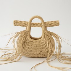 Woven straw handbag with fringe detail straw bag woven bag