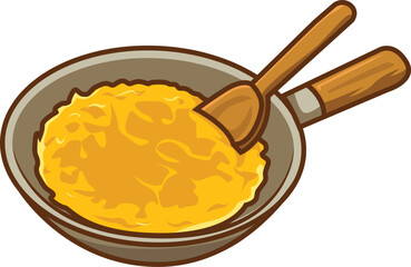 Traditional Kerak Telur Indonesian Food Illustration