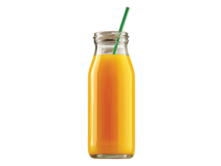Orange juice in a glass bottle isolated on transparent background png