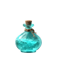 aqua glowing magic potion isolated on transparent background