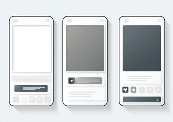 Mobile app interface mockups, three variations