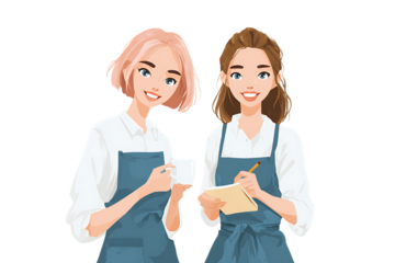 Two happy female baristas at work