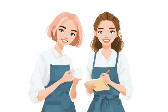 Two happy female baristas at work