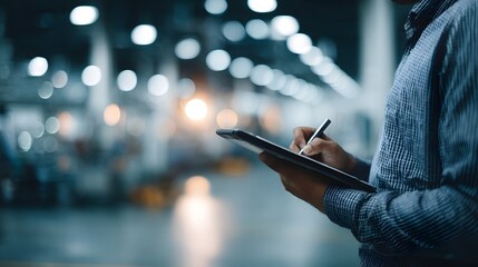 Finance professional monitoring manufacturing plant performance