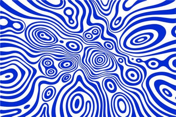 Abstract seamless pattern with wavy lines and circles in blue and white, perfect for backgrounds, textures, and modern designs, offering a stylish and decorative element for various creative projects 