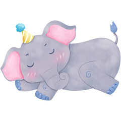 Watercolor hand-painted birthday themed cartoon