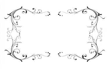 Elegant black and white decorative frame.  Ornate swirls and floral designs create a border