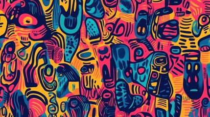 Fototapeta premium Vibrant abstract art with colorful shapes and patterns.