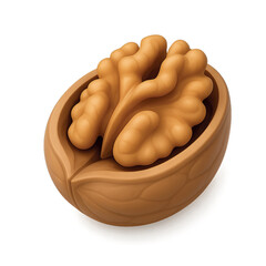 Realistic 3D Render of a Single Walnut Half