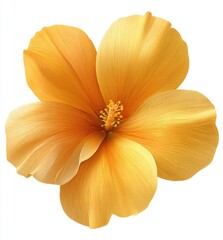 Vibrant, golden-yellow hibiscus flower.  Detailed, realistic illustration of a single blossom, isolated against a pure white background.  Petals have soft, flowing edges and subtle shading.  