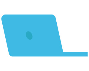 Light blue laptop computer isolated on transparent background, side view