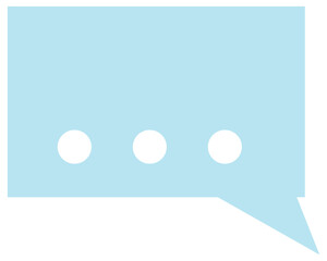 Light blue speech bubble with three dots isolated on transparent background