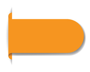 Orange banner with a curled corner isolated on transparent background