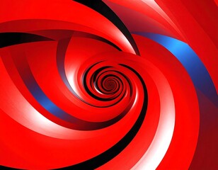 Abstract swirling spiral design in red, black, and blue