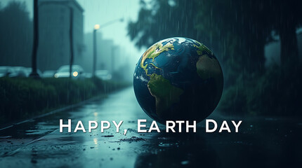 A vibrant Earth Day illustration features a stylized globe with water droplets&mdash;set against a lush green backdrop, celebrating nature, renewal, and global environmental awareness.

