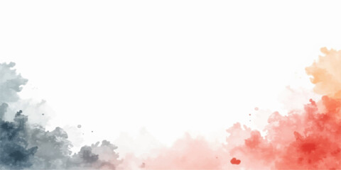 Abstract red paint splashes resembling smoke and clouds on a vintage watercolor background with a grunge texture