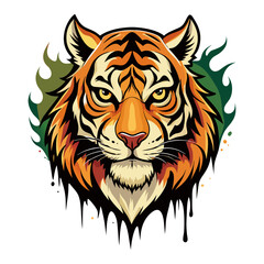 Download Mythical Tiger Tattoo Style. , T-Shirt Design. Light Strokes, Paint Dripping Vector Illustration . This Icon Concept Isolated Premium Vector. Flat Cartoon Style Svg File For Design.