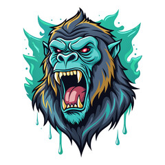 Download Mythical Gorilla  Tattoo Style. , T-Shirt Design. Light Strokes, Paint Dripping Vector Illustration . This Icon Concept Isolated Premium Vector. Flat Cartoon Style Svg File For Design.
